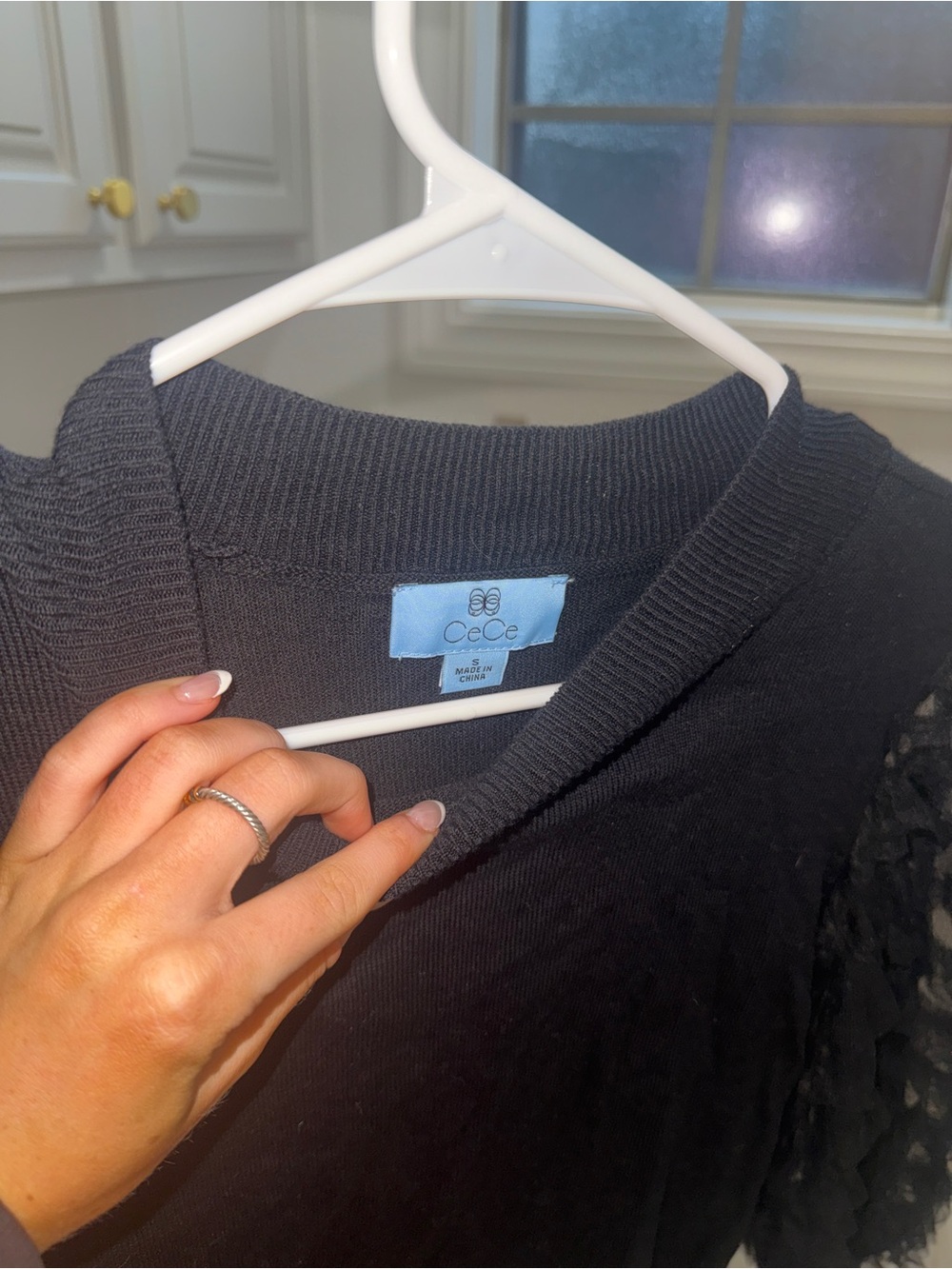 CeCe Black Ruffle Sleeve Sweater - Picture 2 of 2